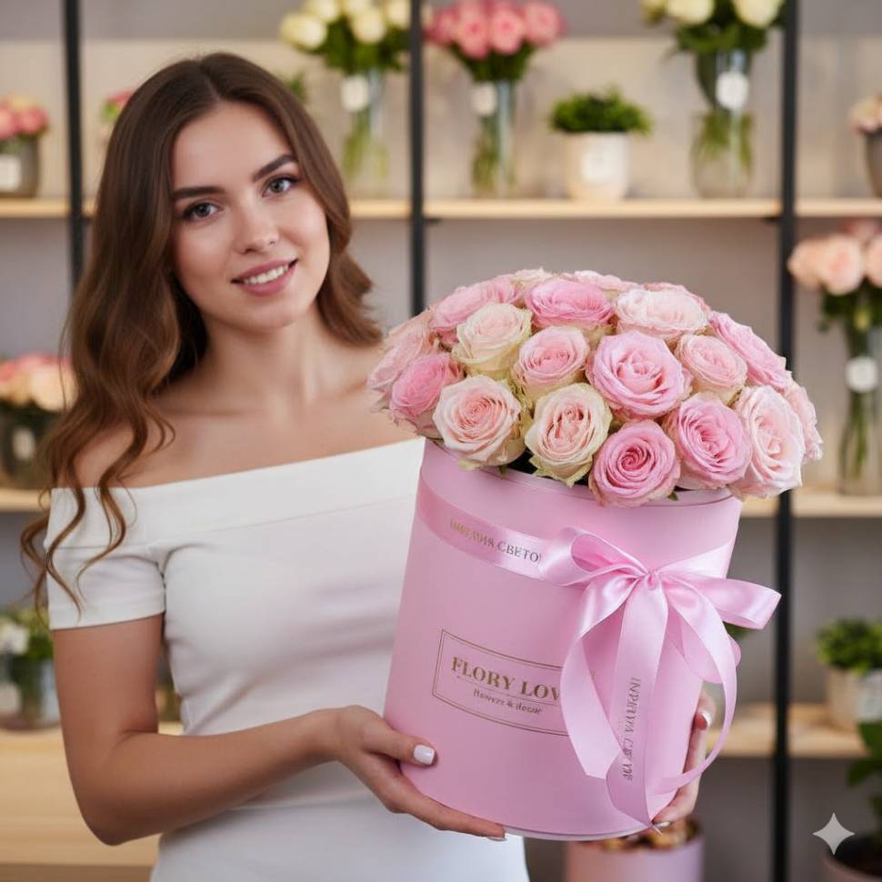 Розы в шляпной коробке